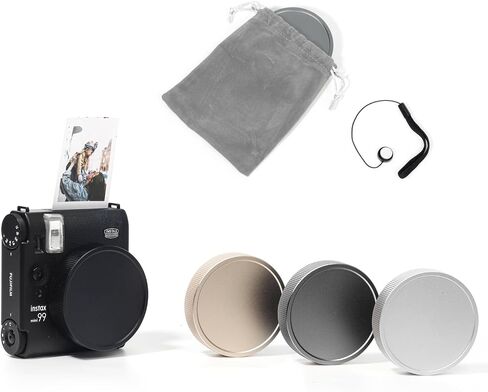 غطاء واقعي للعدسة متوافق مع Fujifilm Instax Mini 99 كاميرا فورية ، وغطاء عدسة Instax Mini 99 ، وقبعة الألومنيوم مع حبل مضاد للوقوع وحقيبة مقاومة للغبار-الفضة in Kuwait