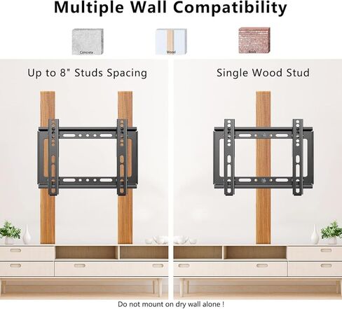 TV Wall Mount, Fixed TV Wall Mount Bracket, Low Profile Design for Most 26-55 inch LED LCD OLED-4K Flat Screen TVs up to 100lb Ultra Slim Fixed TV Mount with Max VESA 400x400mm in Saudi Arabia