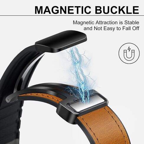 2 حزمة من الجلد المغناطيسي المتوافق مع Samsung Galaxy Watch 7/6/5/4/نشط 2 40 مم 44 مم/مشاهدة 6 الكلاسيكية 43 مم 47 مم/مشاهدة 5 Pro 45mm/Watch 4 الكلاسيكية 42 مم 46 مم ، حزام 20 مم للرجال in Kuwait