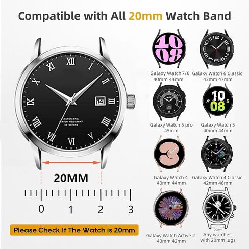 2 حزمة من الجلد المغناطيسي المتوافق مع Samsung Galaxy Watch 7/6/5/4/نشط 2 40 مم 44 مم/مشاهدة 6 الكلاسيكية 43 مم 47 مم/مشاهدة 5 Pro 45mm/Watch 4 الكلاسيكية 42 مم 46 مم ، حزام 20 مم للرجال in Kuwait
