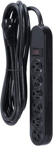PS089BK Flat Plug 6 AC Strip Huffice Outlet مع Twist Lock ، 14/3 AWG ، ABS ، UL مدرج ، أسود ، 9 أقدام in Saudi Arabia