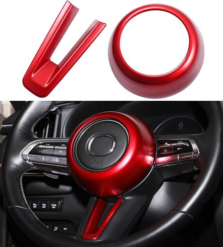 Red Steering Wheel Trims Fit for Mazda 3 CX30 CX50 2020 2021 2022 2023 2024 2025 2026 Decorative Cover Trim Accessories in Saudi Arabia