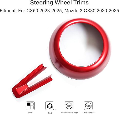 Red Steering Wheel Trims Fit for Mazda 3 CX30 CX50 2020 2021 2022 2023 2024 2025 2026 Decorative Cover Trim Accessories in Saudi Arabia