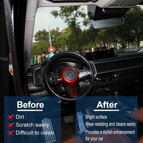 Red Steering Wheel Trims Fit for Mazda 3 CX30 CX50 2020 2021 2022 2023 2024 2025 2026 Decorative Cover Trim Accessories in Saudi Arabia