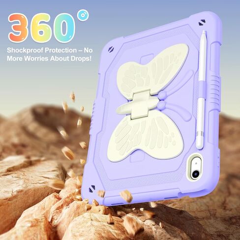 Kids Case for iPad (A16) 10th/11th Generation for Girls,11'' 2025/10.9'' 2022 with Glass Screen Protector Butterfly Stand,Pencil Holder,Strap Shockproof iPad Case 10th Gen (Colorful) in Saudi Arabia