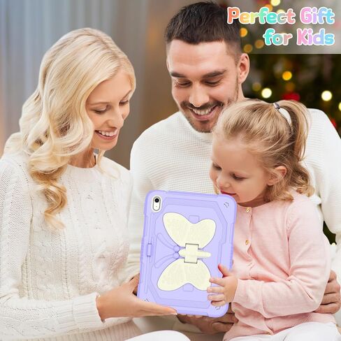 Kids Case for iPad (A16) 10th/11th Generation for Girls,11'' 2025/10.9'' 2022 with Glass Screen Protector Butterfly Stand,Pencil Holder,Strap Shockproof iPad Case 10th Gen (Colorful) in Saudi Arabia