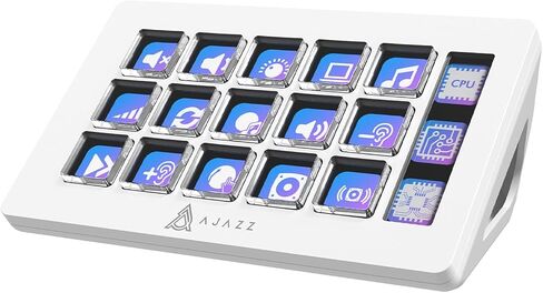EPOMAKER Ajazz AKP153 –15 Customizable LCD Macro Keys and 1 LCD Screen Studio Controller, Useful for Video Editing, Music Production, Gaming and Live Streaming in YouTube/Twitch/OBS (White) in Saudi Arabia