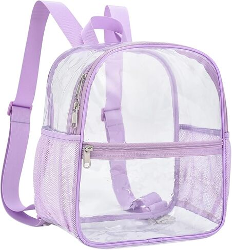 Clear Backpack Stadium Approved 12×12×6 Clear Mini Backpack Small Transparent Backpack for Concert, Beach, Work, Travel & Sporting（Light purple） in Kuwait