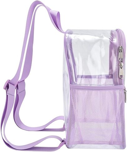 Clear Backpack Stadium Approved 12×12×6 Clear Mini Backpack Small Transparent Backpack for Concert, Beach, Work, Travel & Sporting（Light purple） in Kuwait
