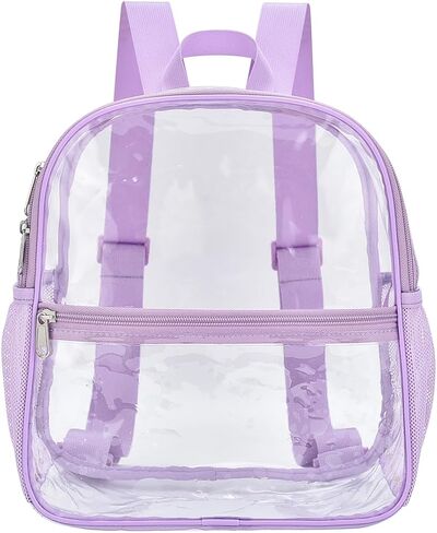 Clear Backpack Stadium Approved 12×12×6 Clear Mini Backpack Small Transparent Backpack for Concert, Beach, Work, Travel & Sporting（Light purple） in Kuwait