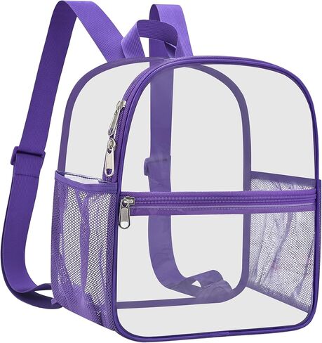Clear Backpack Stadium Approved 12×12×6 Clear Mini Backpack Small Transparent Backpack for Concert, Beach, Work, Travel & Sporting（Light purple） in Kuwait