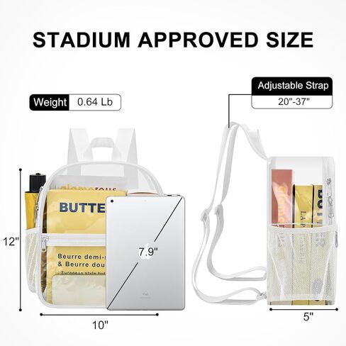 Clear Backpack Stadium Approved 12×12×6 Clear Mini Backpack Small Transparent Backpack for Concert, Beach, Work, Travel & Sporting（Light purple） in Kuwait