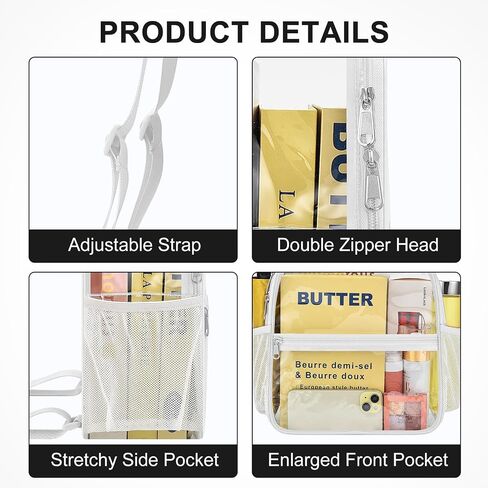 Clear Backpack Stadium Approved 12×12×6 Clear Mini Backpack Small Transparent Backpack for Concert, Beach, Work, Travel & Sporting（Light purple） in Kuwait