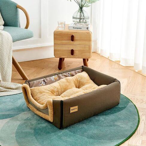 Jiupety Cozy Small Pet Dog House, 2 in 1 Puppy House, S Size for ​Cat and Puppy, Warm Cave Sleeping Nest for Cats and Dogs, Brown in Saudi Arabia