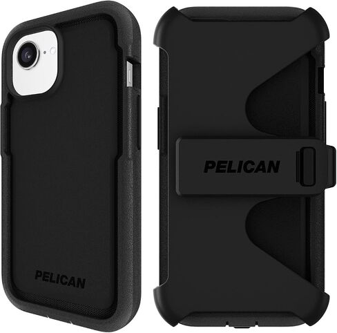 Pelican Voyager iPhone 16e (2025) / 15/14 / 13 Phone Case [Compatible with MagSafe] with 18ft Military-Grade Drop Protection - Heavy Duty Cover with Belt Clip Holster for iPhone 16e (2025) - Black in Saudi Arabia