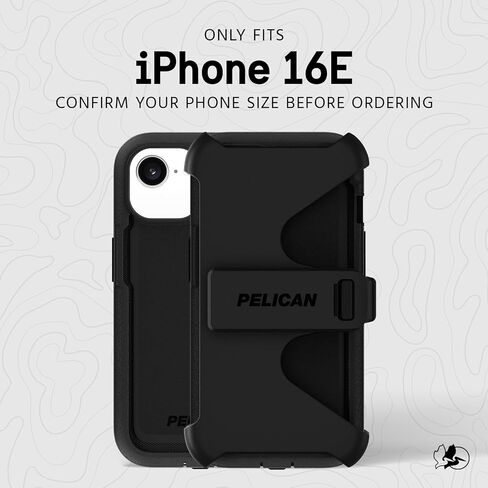 Pelican Voyager iPhone 16e (2025) / 15/14 / 13 Phone Case [Compatible with MagSafe] with 18ft Military-Grade Drop Protection - Heavy Duty Cover with Belt Clip Holster for iPhone 16e (2025) - Black in Saudi Arabia