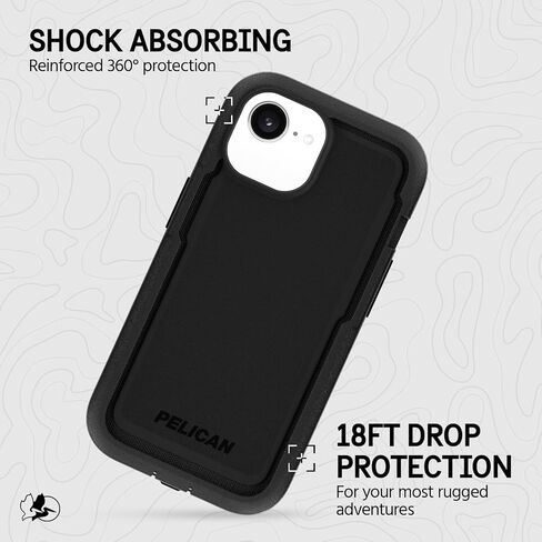 Pelican Voyager iPhone 16e (2025) / 15/14 / 13 Phone Case [Compatible with MagSafe] with 18ft Military-Grade Drop Protection - Heavy Duty Cover with Belt Clip Holster for iPhone 16e (2025) - Black in Saudi Arabia