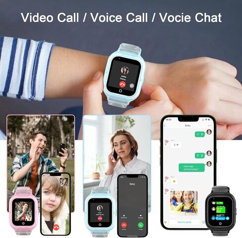 Wonlex 4G Smart Watch for Kids Call and Text Boys Girls 4-12 Baby Watches with SIM Card GPS Tracker Touch Screen Kids Phone Watch Voice Video Calling Messaging (Blue) in Kuwait