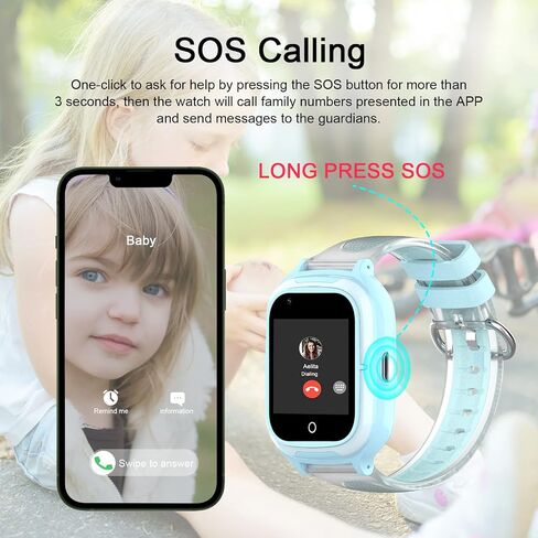 Wonlex 4G Smart Watch for Kids Call and Text Boys Girls 4-12 Baby Watches with SIM Card GPS Tracker Touch Screen Kids Phone Watch Voice Video Calling Messaging (Blue) in Kuwait