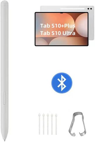 Tab S10 Plus S Pen (WithBluetooth) ، Tab S10 Ultra S Pen 4096 مستويات من الضغط متوافق مع Samsung Galaxy Tab S10+ Plus/Tab S10 Ultra Stylus Pen جميع الإصدارات (Platinum Silver) in Kuwait