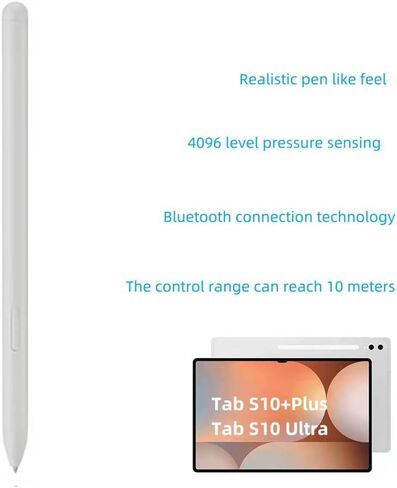 Tab S10 Plus S Pen (WithBluetooth) ، Tab S10 Ultra S Pen 4096 مستويات من الضغط متوافق مع Samsung Galaxy Tab S10+ Plus/Tab S10 Ultra Stylus Pen جميع الإصدارات (Platinum Silver) in Kuwait