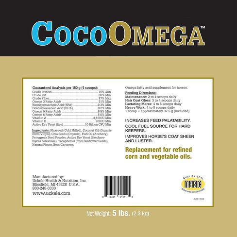 Uckele CocoOmega Granular Horse Supplement - Fatty Acid Formula for Horses - Equine Vitamin & Mineral Supplement - Non-GMO - Soy Free - 5 Pound (lb) in Saudi Arabia