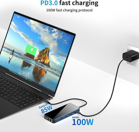 12 in 1 USB-C Docking Station Triple Display USB C Hub Multiple Adapter with 2 HDMI+DP,4 USB 3.0/2.0 Ports,SD/TF Card Reader,100W PD, Ethernet, Audio, USB C Dongle for MacBook/Dell/HP/Surface in Saudi Arabia
