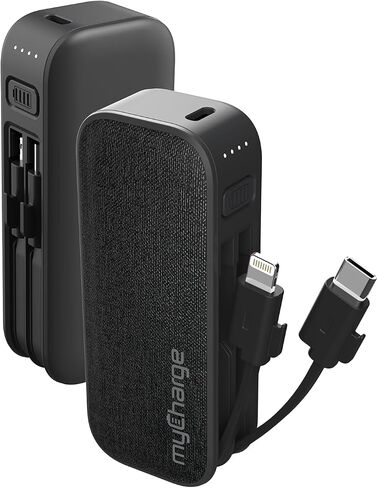 myCharge PowerHub Mini Portable Charger for iPhone - 3000mAh & Built in Cables (Lightning, Type C) 12W Turbo USB C Power Bank Fast Charging Battery Pack (Black) in Saudi Arabia