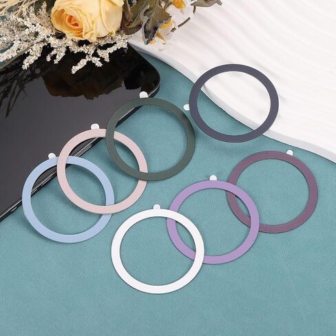 uxcell 4Pcs Magnetic Adapter Ring, Universal Magnetic Wireless Charger Conversion Kit Sparkle Magnetic Metal Ring Adhesive Sticker Ring for Phone Case, Gold in Saudi Arabia