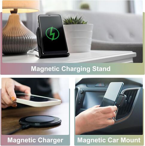 uxcell 4Pcs Magnetic Adapter Ring, Universal Magnetic Wireless Charger Conversion Kit Sparkle Magnetic Metal Ring Adhesive Sticker Ring for Phone Case, Gold in Saudi Arabia