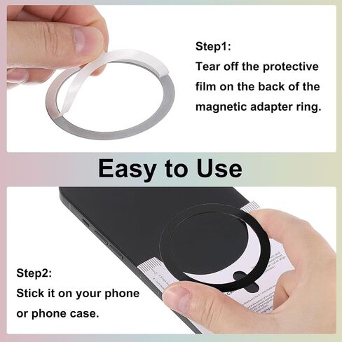 uxcell 4Pcs Magnetic Adapter Ring, Universal Magnetic Wireless Charger Conversion Kit Sparkle Magnetic Metal Ring Adhesive Sticker Ring for Phone Case, Gold in Saudi Arabia