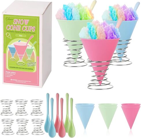 Reusable Snow Cone Cups: Durable Plastic Cups for Your Snow Cone Maker - Leakproof Shaved Ice Cups - Ideal for Slushies, Shaved Ice Syrup, or Juice - Family Pack of 6 oz Snow Cone Cups in Saudi Arabia