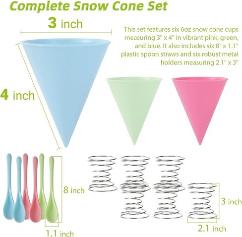 Reusable Snow Cone Cups: Durable Plastic Cups for Your Snow Cone Maker - Leakproof Shaved Ice Cups - Ideal for Slushies, Shaved Ice Syrup, or Juice - Family Pack of 6 oz Snow Cone Cups in Saudi Arabia