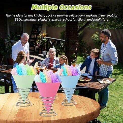 Reusable Snow Cone Cups: Durable Plastic Cups for Your Snow Cone Maker - Leakproof Shaved Ice Cups - Ideal for Slushies, Shaved Ice Syrup, or Juice - Family Pack of 6 oz Snow Cone Cups in Saudi Arabia