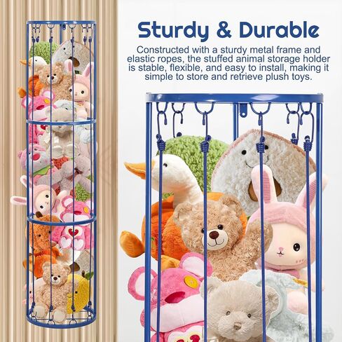 Metal Stuffed Animal Zoo Storage Holder Standing, Simple Installation, Durable Black Soft Toy Storage Organizer Shelves Basket, Suitable for Bedroom Nursery Play Room Decor in Saudi Arabia