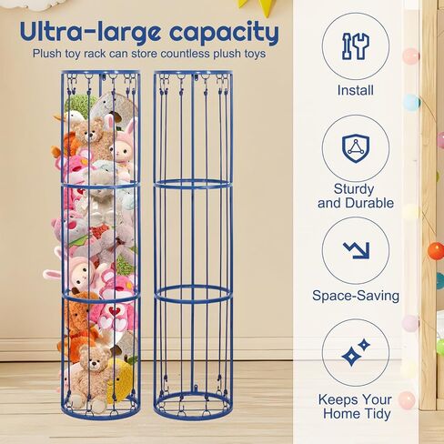 Metal Stuffed Animal Zoo Storage Holder Standing, Simple Installation, Durable Black Soft Toy Storage Organizer Shelves Basket, Suitable for Bedroom Nursery Play Room Decor in Saudi Arabia