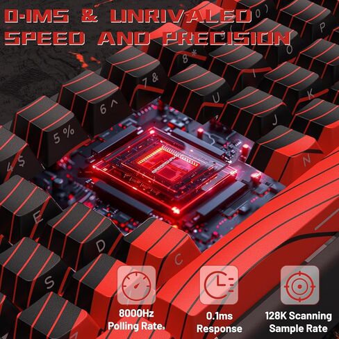 X60 HE 60% Rapid Trigger Wireless Gaming Keyboard,Hall Effect Magnetic Switches,Adjustable Actuation,0.1ms Ultra-Low Latency, 8KHz Polling Rate,3-Mode RGB,PBT Keycaps for Win/Mac-Black&Red in Kuwait