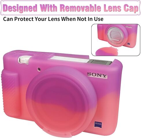 علبة الكاميرا لـ Sony ZV-1 و ZV1 Case Cover Cover Camera Camera Sleeve Case Body Skin Case مع غطاء عدسة قابلة للإزالة للكاميرا الرقمية Sony ZV1 والرمادي in Kuwait