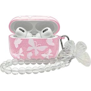 Compatible with AirPods Pro 2 Case Cute Clear Glitter, Shockproof Soft TPU Protective Case Cover for Girls Women with Keychain Designed for AirPod Pro 2nd Generation 2022, Butterfly