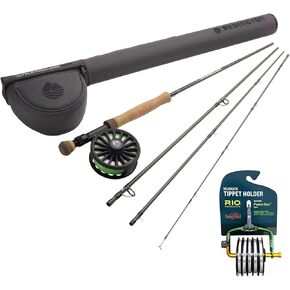 Redington Wrangler Salmon Fly Fishing Kit and Rio Products Powerflex Tippet Head Gate 2X, 3X, 4X, 5X, 6X Bundle