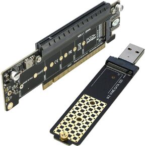 RIITOP M.2 to USB Adapter Dual NVMe PCIe Adapter with 1 More PCIe x16 Slot