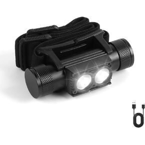 Super Bright 1200 Lumen LED Rechargeable Headlamp with Rotatable Hidden Type-C Port,IPX6 Waterproof Head Light with 2600mAh Battery,180° Adjustable Head lamp with 6 Modes for Camping Hiking Fishing