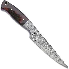 PAL 2000 KNIVES Handmade Damascus Steel - Knife with Genuine Leather Sheath - New Pattern Blade and Handle - Sharp Edge (6005)