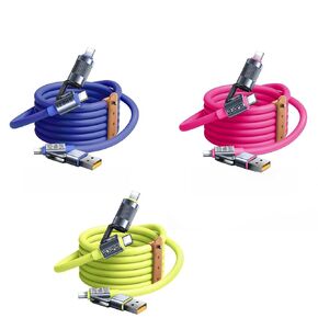 3 Pack 4-in-1 USB C Cable Lightning Cable (Blue+Pink+Green)