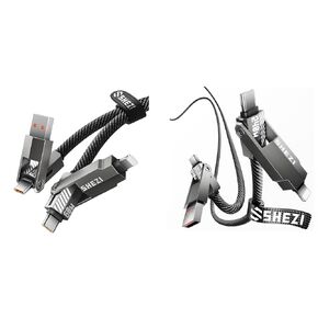 SHEZI Upgraded 4 in 1 60W +240W 5FT USB C Cable Lightning Cable Nylon Braided Fast Charging Cable