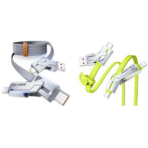 SHEZI 2 Pack Cable Bundle, 4 in 1 240W USB C Cable(Green) with 4 in 1 USB C Cable 240W 5FT(Grey) Bundle