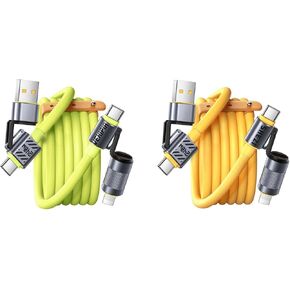 4 in 1 USB C Cable Lightning Cable 240W Yellow +Green