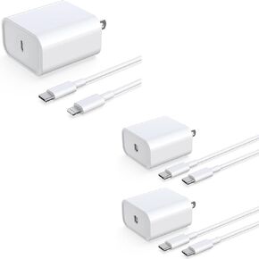 شاحن سريع iPhone ، 20W USB C PD CORCTER CLOCK مع [MFI Certified] من النوع C من النوع C إلى كابل البرق والشحن السريع [2PACK]