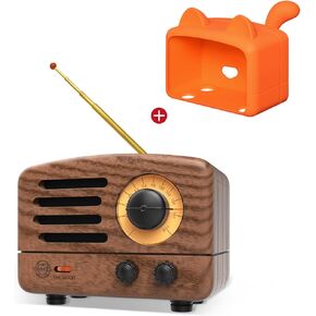 Muzen Portable Bluetooth Speaker, OTR Wood Vintage Small Wireless Speaker, FM Radio with Antenna AUX, 10h+ Long Playtime, High Fidelity Stereo Audio with Suitcase, for Gift Home Picnic