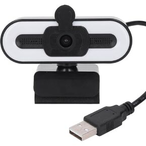 1080P Webcam with Microphone, Computer Web Camera with Adjustable Ring Light & Private Cover, Auto Focus, 120° Wide Angle & 4P Optical Lens, USB Webcam fo Conference, Video Call
